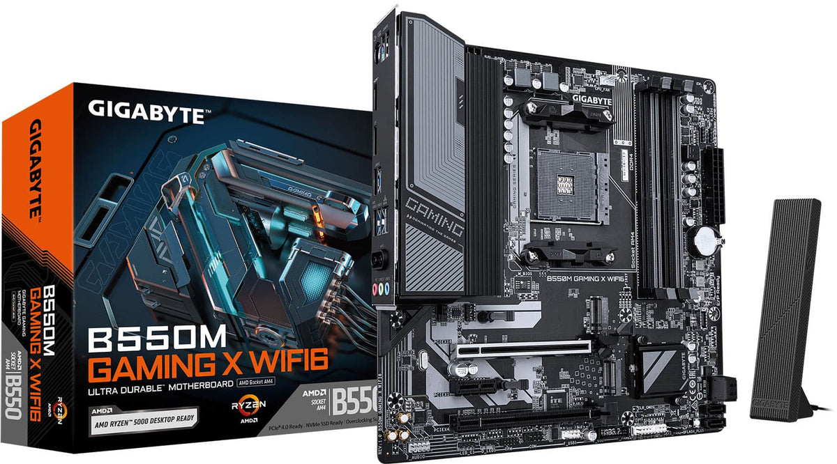 GIGABYTE - B550M GAMING X WIFI6E (Socket AM4) AMD B550 Micro-ATX DDR4 Wi-Fi 6 Motherboard - Black