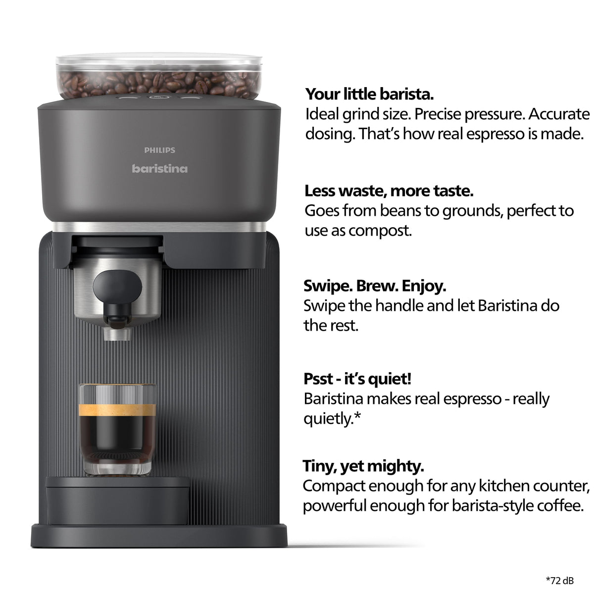 Philips - Baristina Automatic Espresso Machine - Black