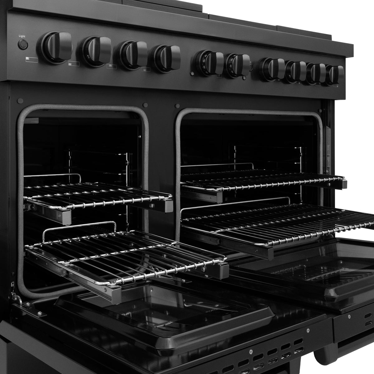 48 in. Wide 8 Burner ZLINE Paramount Double Oven Dual Fuel Range (SDRB-48) - Black Stainless Steel