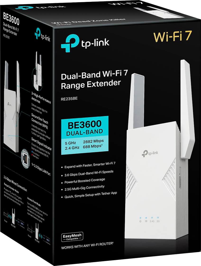 TP-Link - BE3600 Wi-Fi 7 Range Extender - White