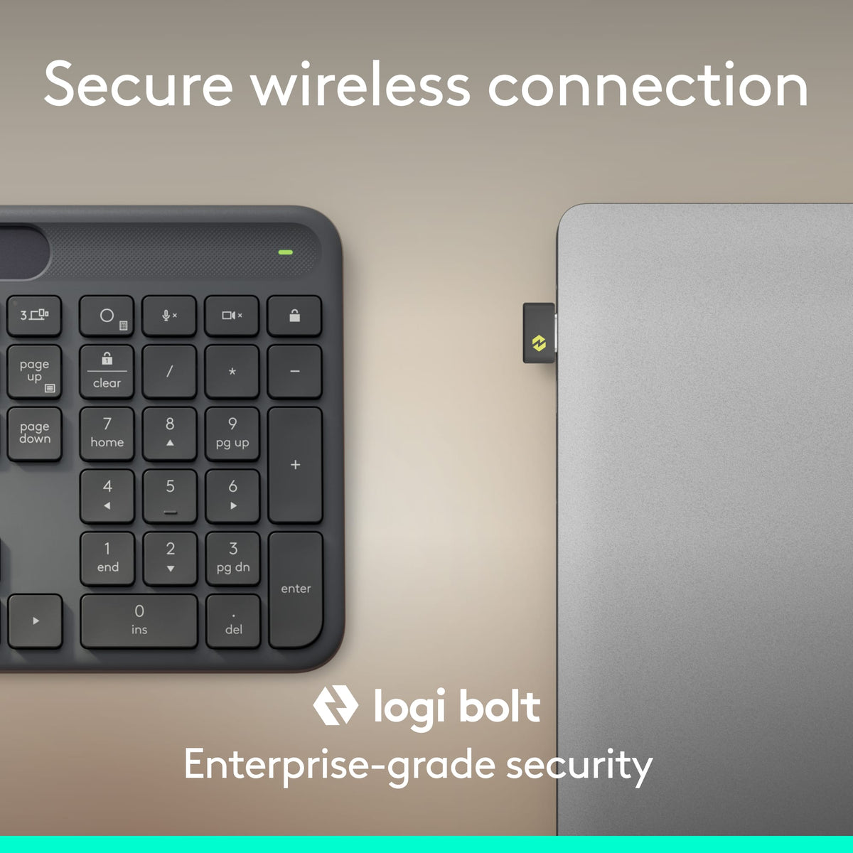 Logitech - Signature Slim Solar+ K980 For Business Full-Size Wireless Scissor Low-Profile Switch Keyboard with Solar Charging - Graphite