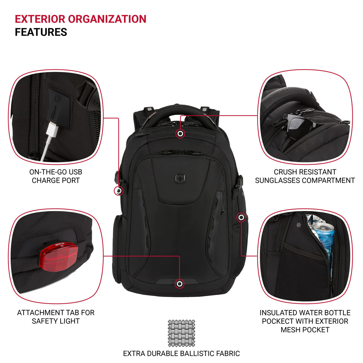 SwissGear - Commander USB ScanSmart Laptop Backpack - Black