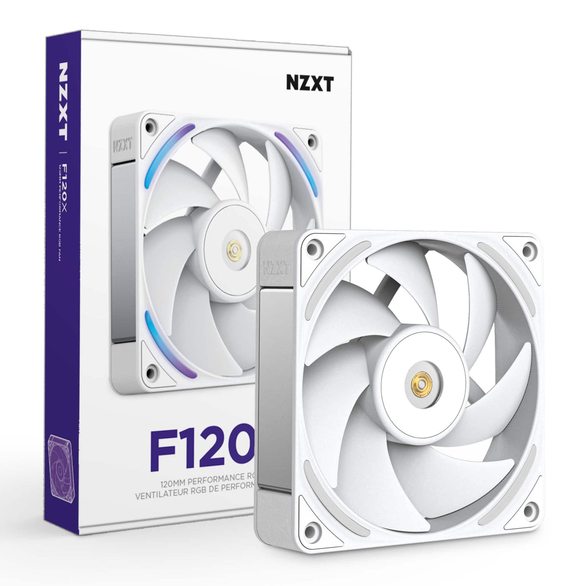 NZXT - F120X Performance Fan - 120mm PWM RGB Computer Case Fan with LCP Frame & Blades - White