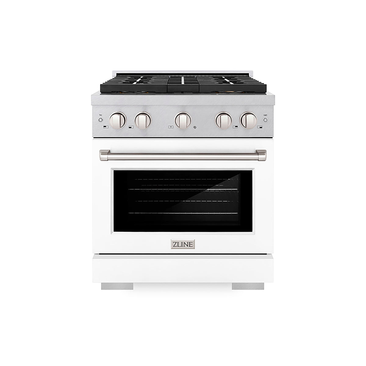 ZLINE - 30 in. Wide 4 Burner 4.2 cu. ft. Freestanding Paramount Dual Fuel Range with DuoPro Cooktop - Stain Steel/White Matte