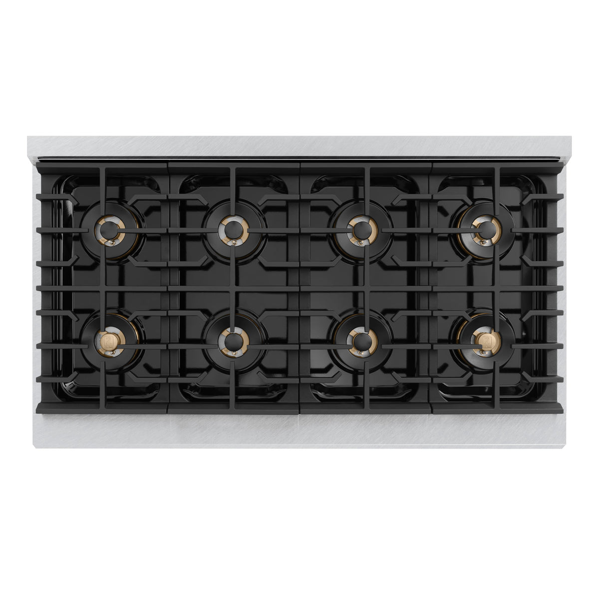 ZLINE - Autograph 48 in. 6.7 cu. ft. Marino Freestanding DuoPro Dual Fuel Range in Satin Stainless Steel and Bronze Accents - Satin Stainless Steel