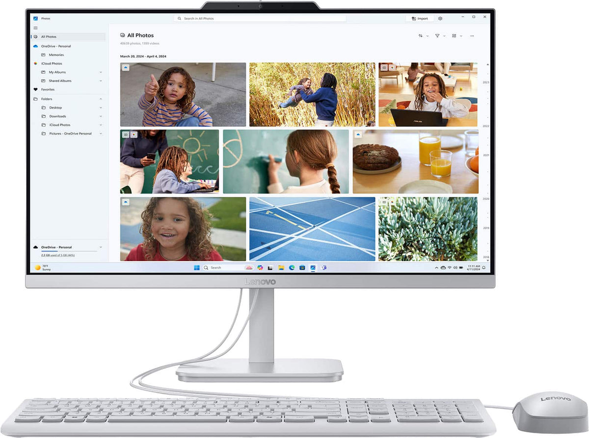 Lenovo - A100 23.8" Full HD All-In-One - Intel Processor N100 - 8GB Memory - 256GB SSD - Cloud Grey