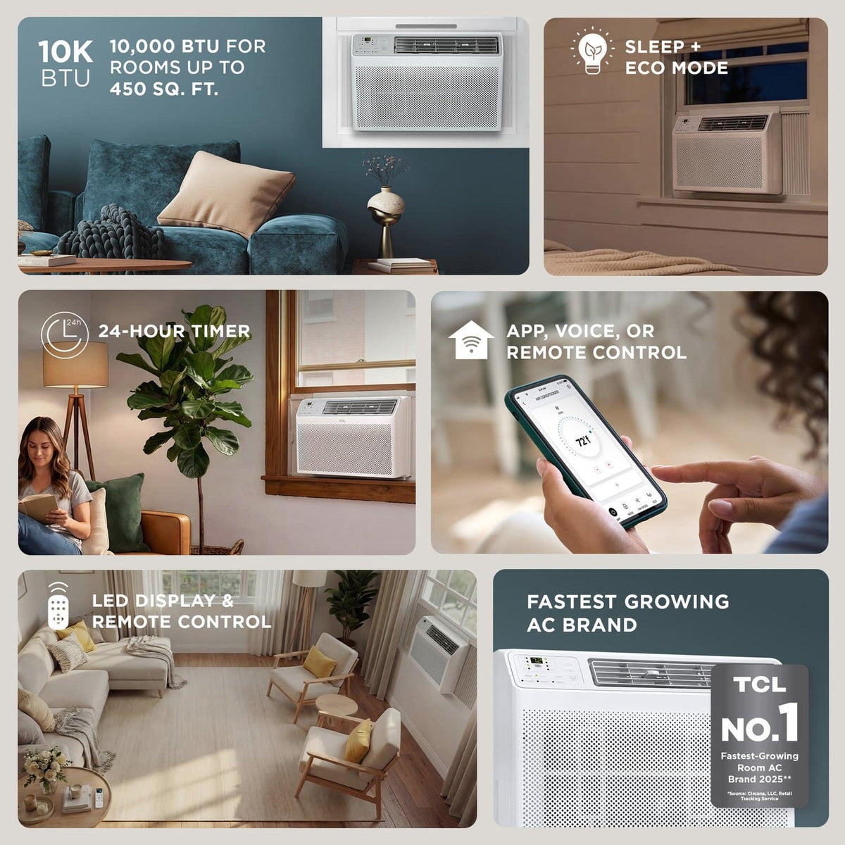 TCL - 450 Sq. Ft. 10,000 BTU Smart Window Air Conditioner - White