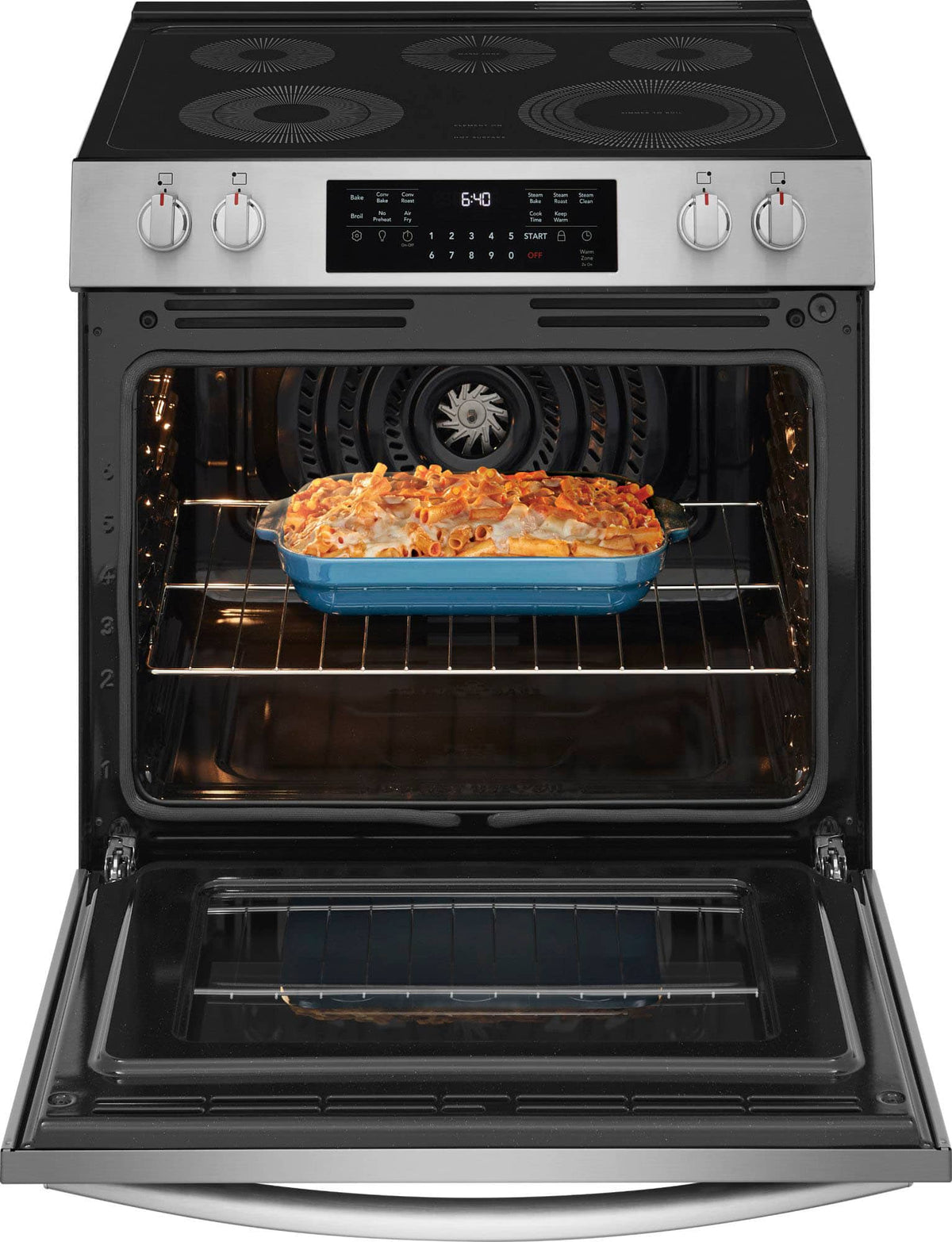 Frigidaire - Gallery 30 in. Wide 5 elements 5.3 Cu. Ft. Slide-In Electric Total Convection Range with Air Fry and Steam Clean - Stainless Steel