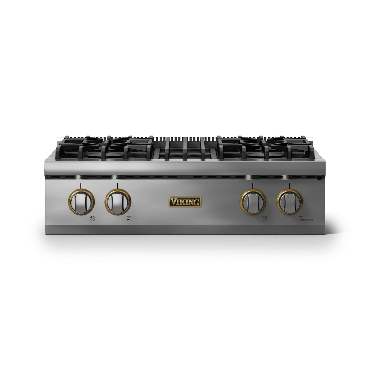 Viking - 30"W. Pro5S 4 Burner Built-in Gas Sealed Burner Rangetop-Stainless Steel/Brushed Brass - Stainless Steel