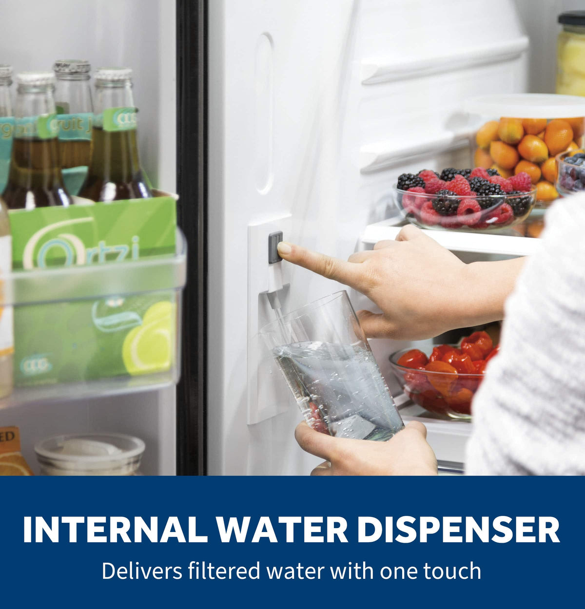 GE - 33 in. Wide 24.7 Cu. Ft. French Door Refrigerator with Internal Water Dispenser - Slate