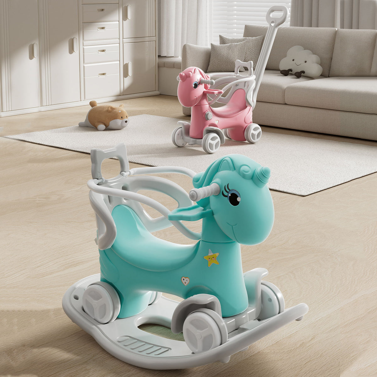 Caballito balancín de unicornio para niños pequeños