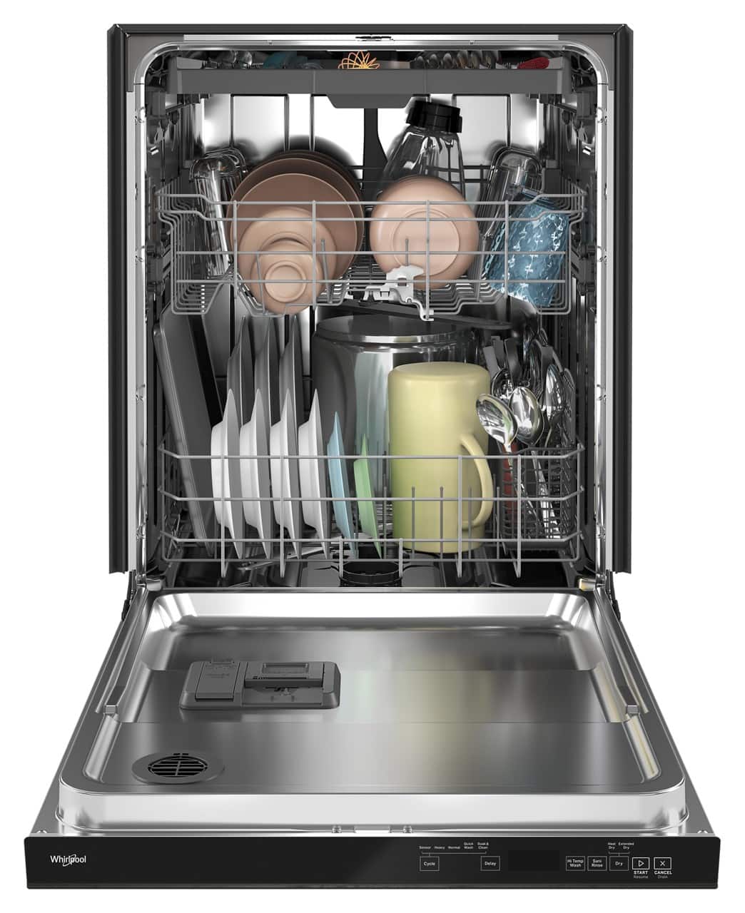Whirlpool - 24 inch Top Control Built-In Stainless Steel Tub Dishwasher with 3rd Rack, Large Capacity, 47 dBA - Black Stainless Steel