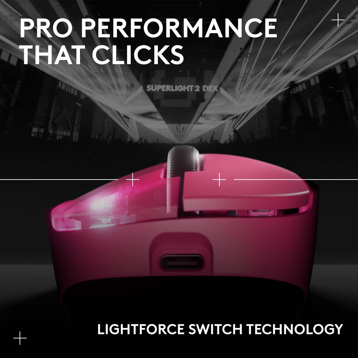 Logitech - PRO X Superlight 2 DEX Lightweight Wireless Optical HERO 2 Sensor 44 000 DPI Gaming Mouse with 5 Programmable Buttons - Wireless - Magenta