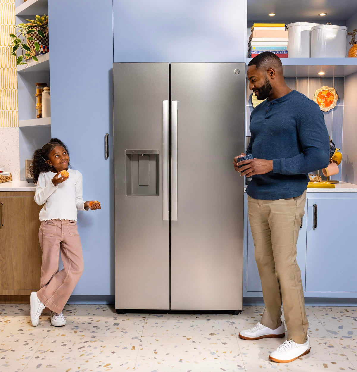 GE - 36 in. Wide ENERGY STAR 27.9 Cu. Ft. Side-By-Side Refrigerator with Extra Tall Dispenser and In-Door Icemaker - Stainless Steel