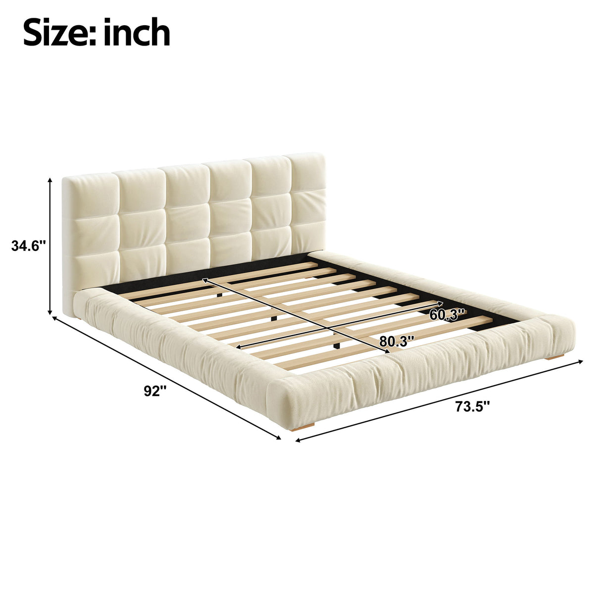 Base de cama tapizada con cabecero capitoné