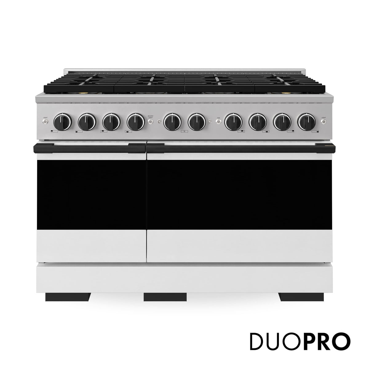 ZLINE - Autograph 48 in. 6.7 cu. ft. Marino Freestanding DuoPro Gas Range w/ White Matte Door and Matte Black Accents - White Matte