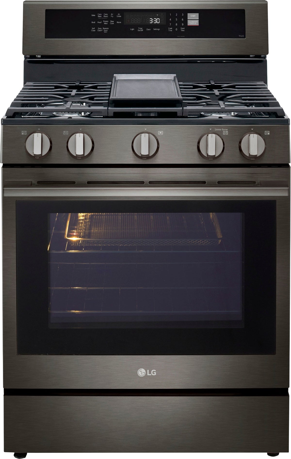LG - 6.3 Cu. Ft. Freestanding Gas True Convection Smart Range with EasyClean, Air Fry and Premium Handle - Black Stainless Steel