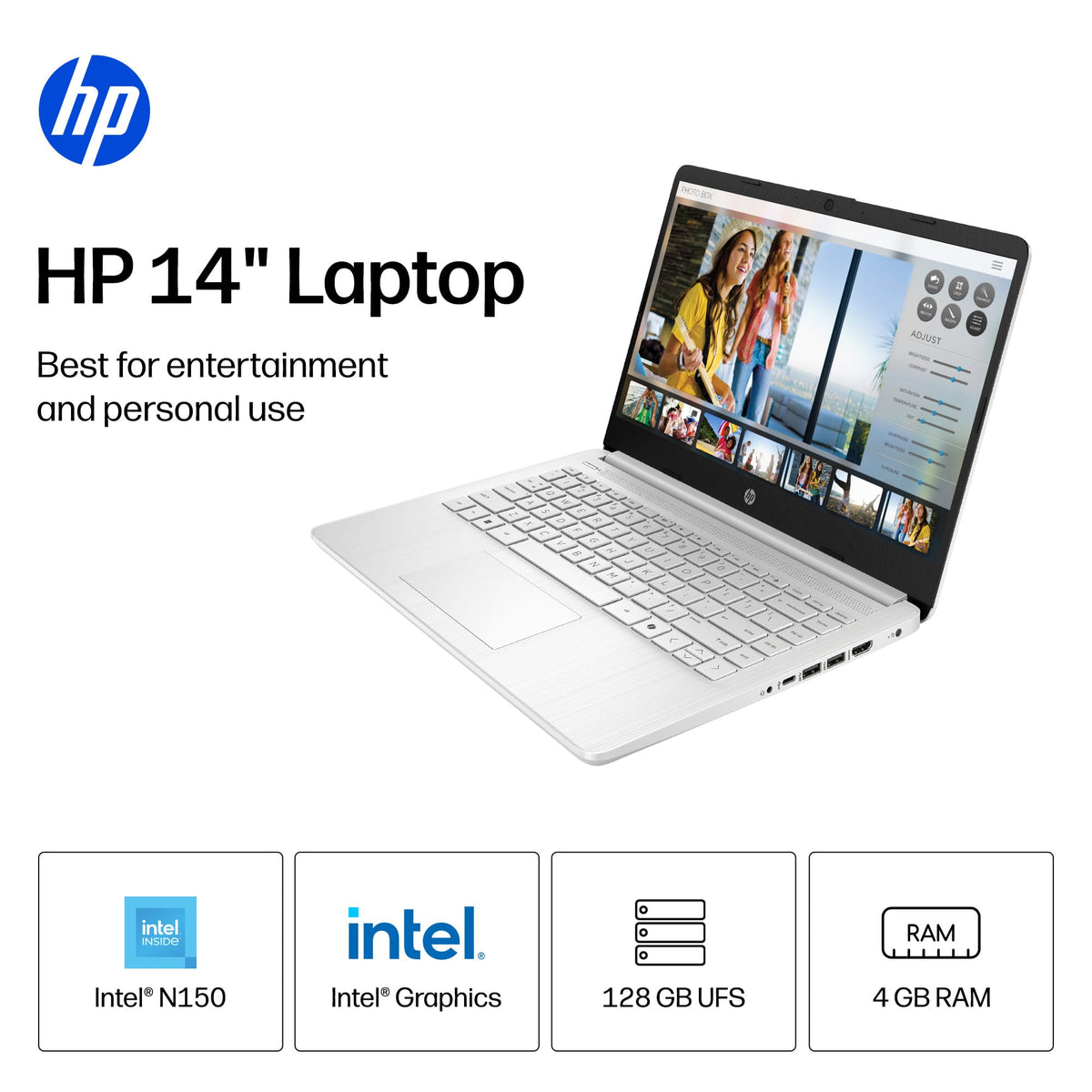 HP - 14" Laptop - Intel N150 Processor - 4GB Memory - 128GB UFS - Natural Silver