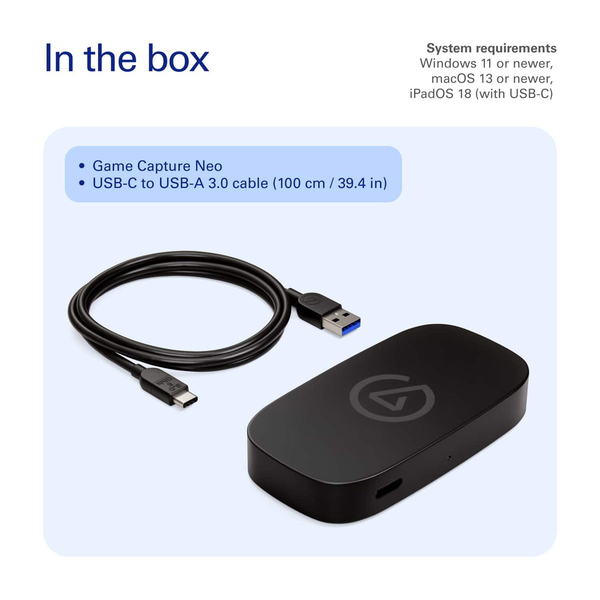 Elgato - Game Capture Neo - 4K60 HDR Passthrough, 1080p60 Capture – For Nintendo Switch 2/PS4/PS5/Xbox/PC/Mac/iOS - Black