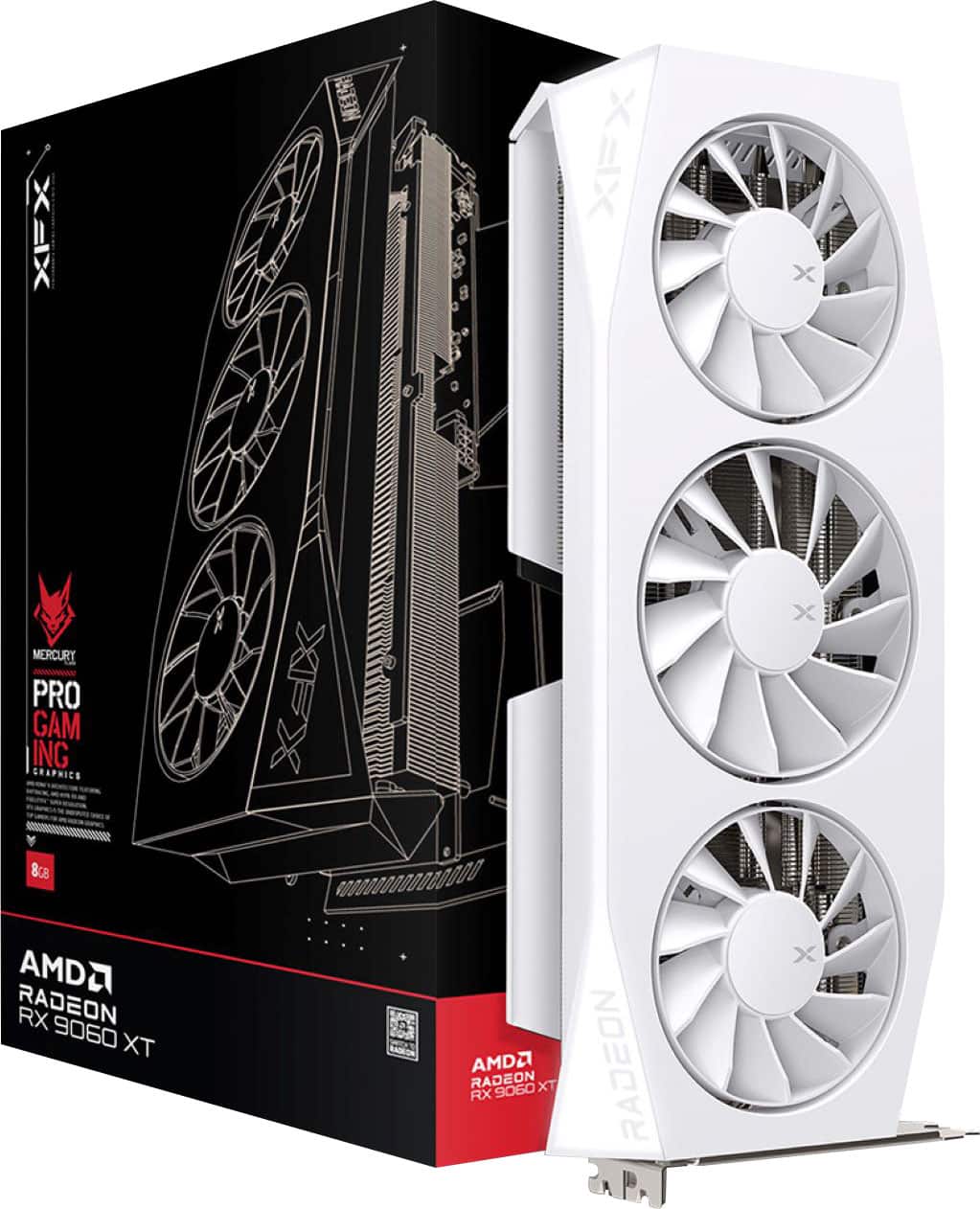 XFX - Mercury AMD Radeon RX 9060XT OC Gaming Edition 16GB GDDR6 PCI Express 5.0 Gaming Graphics Card - White