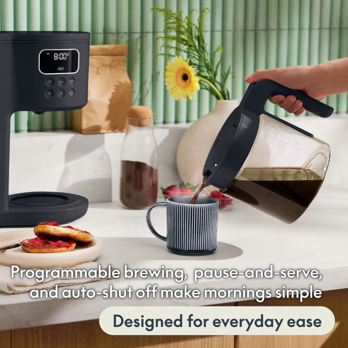 Bella - BREW 14-Cup Auto Pour Over Coffee Maker​ - Slate