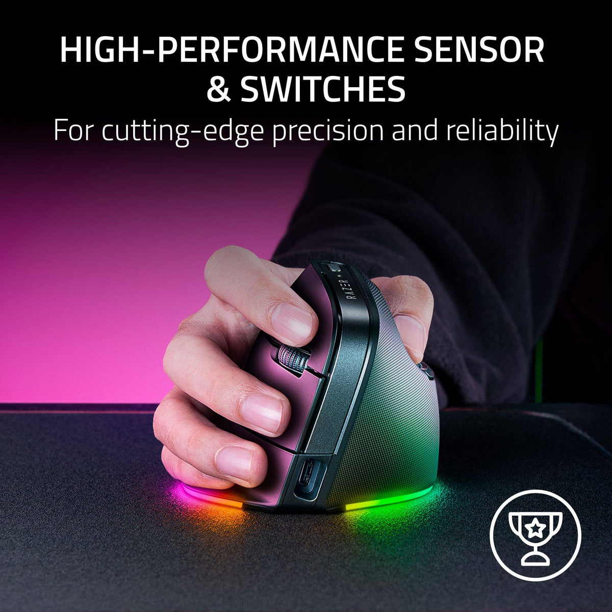 Razer - Pro Click V2 Optical Gaming Mouse with Vertical 6-Button Ergonomic Design - Wireless - Black