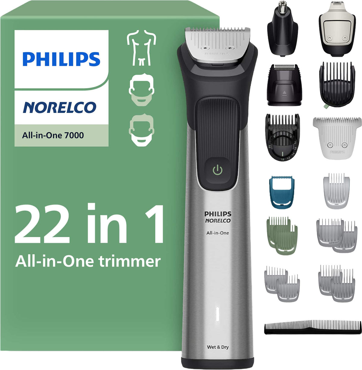 Philips Norelco - All-in-One 7000 Series 22-Piece Trimmer - MG7975/49 - Silver