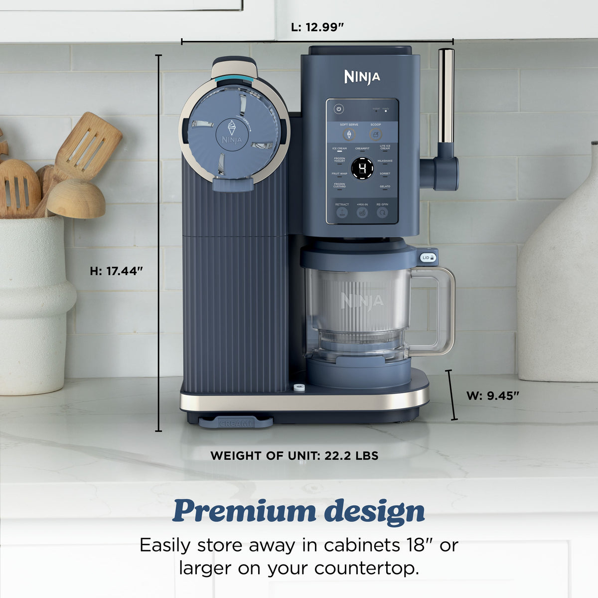 Ninja - CREAMi Scoop & Swirl Ice Cream & Soft Serve Maker, 13 One-Touch Programs - Navy