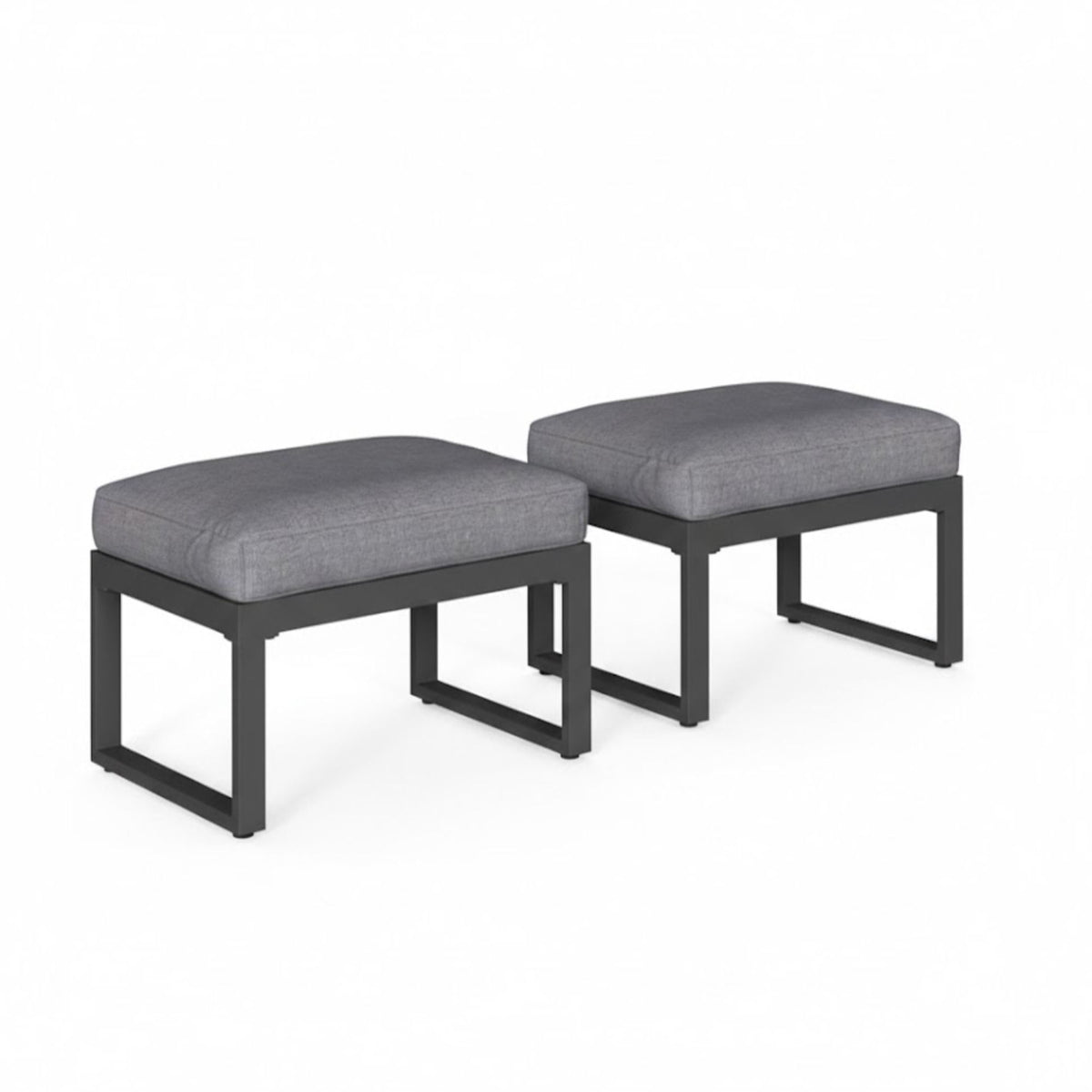 Otomanas para patio resistentes a la intemperie con cojines gruesos (juego de 2)
