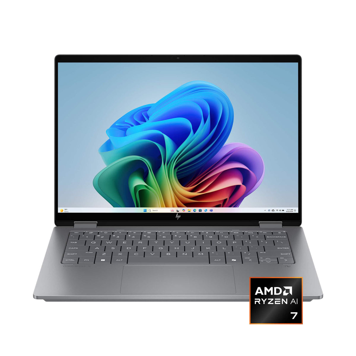 HP - OmniBook X Flip 2-in-1 - Copilot+ PC - 14" 2K Touch-Screen Laptop - AMD Ryzen AI 7 350 2025 - 24GB Memory - 1TB SSD - Meteor Silver