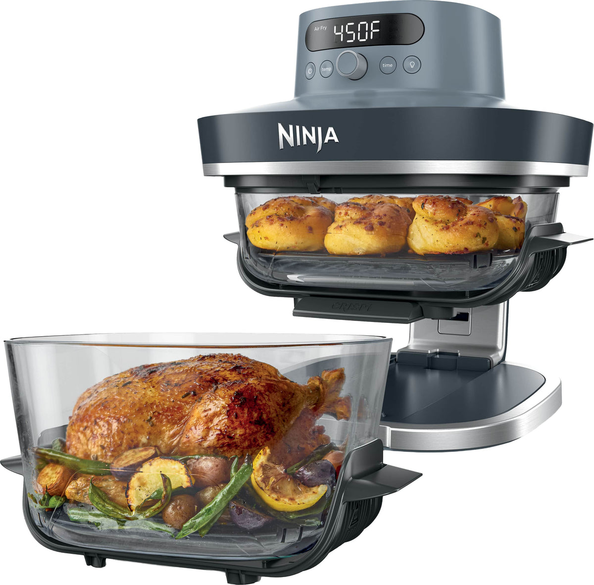 Ninja - Crispi Pro 6-in-1 Countertop Glass Air Fryer - Cyberspace