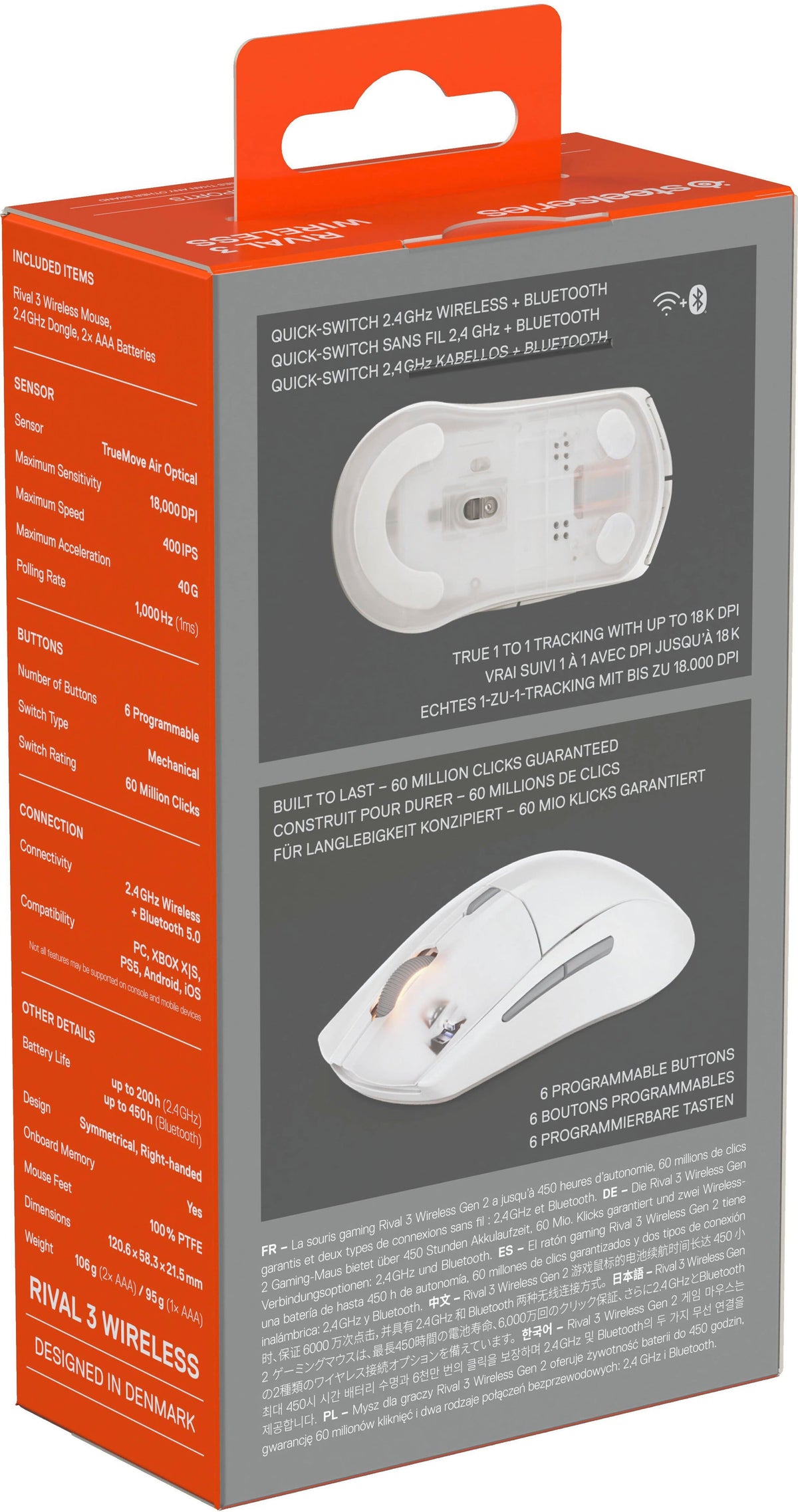 SteelSeries - Rival 3 Gen 2 Wireless Optical Gaming Mouse with Ultra-fast clicks - Wireless - White