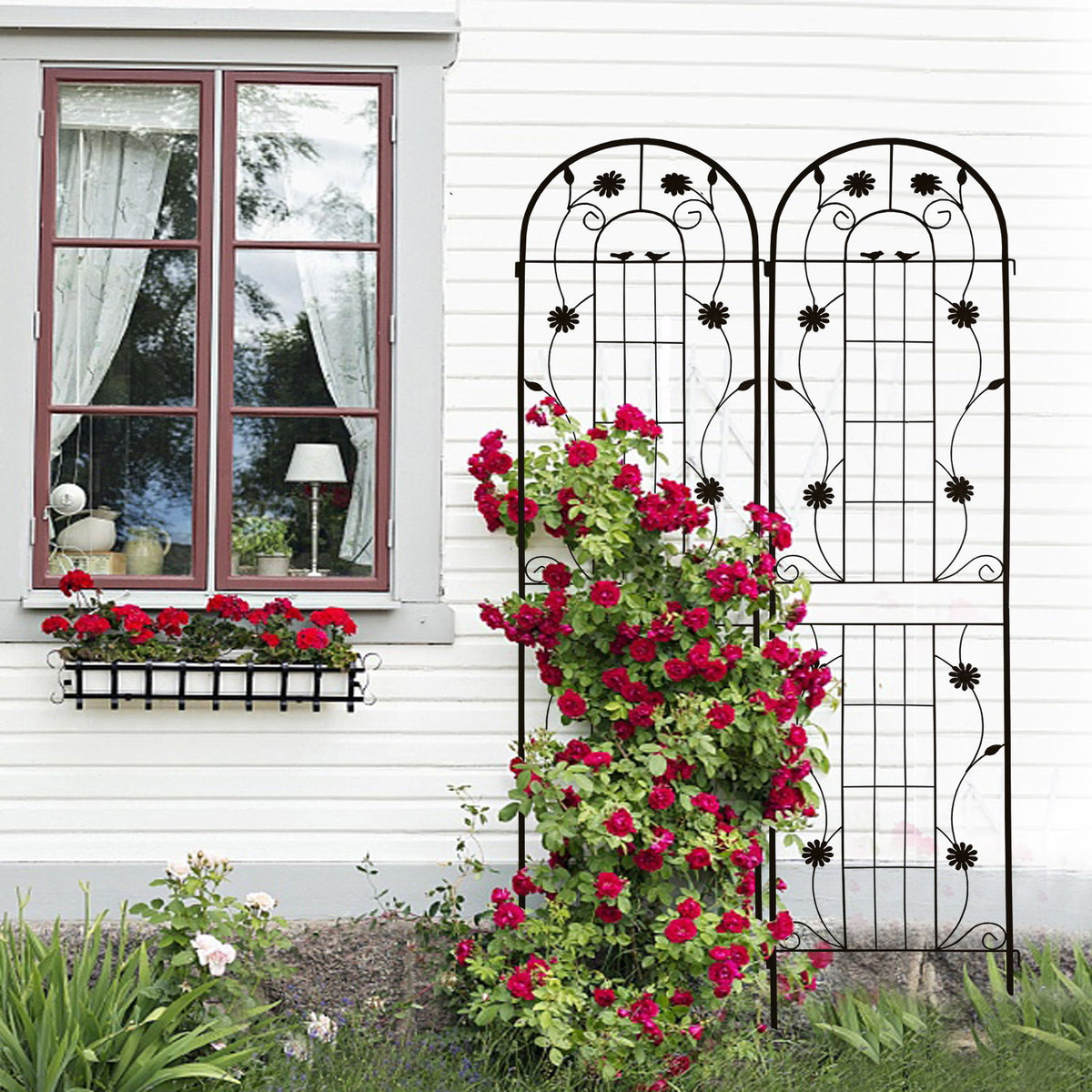 Enrejado de metal para jardín, enrejado inoxidable para plantas trepadoras, soporte para flores de exterior