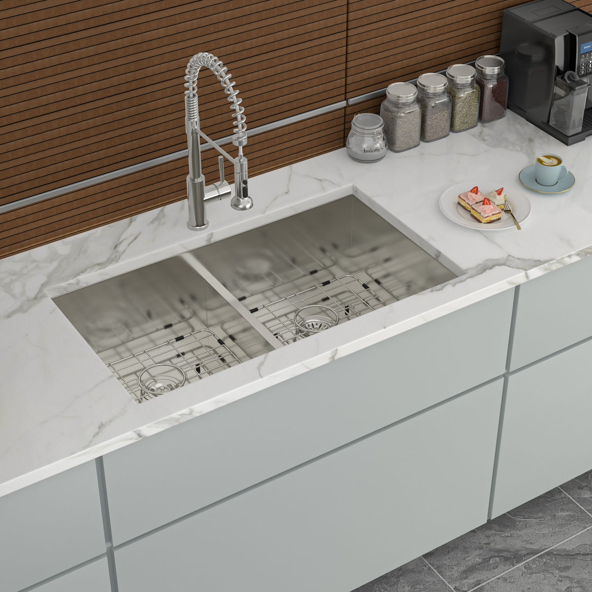 Modern Double Bowl Undermount Sink Design With 10" Deep Basins