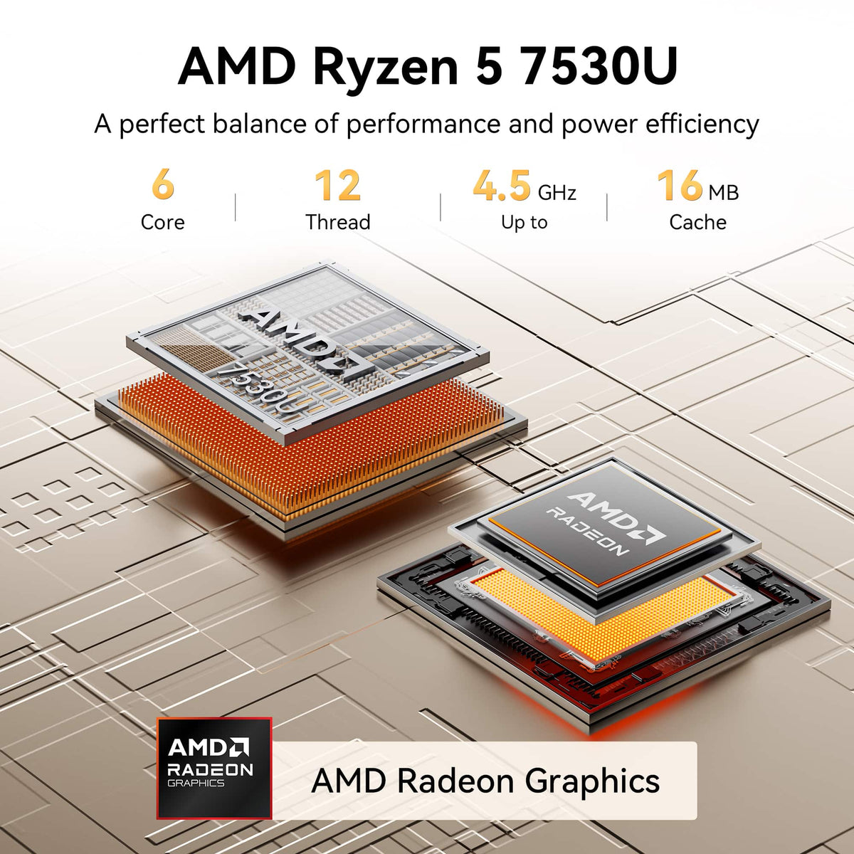 GEEKOM - A5 Pro Mini PC AMD Ryzen 5 7530U, 16GB DDR4 RAM, 512GB NVMe SSD Storage - Silver