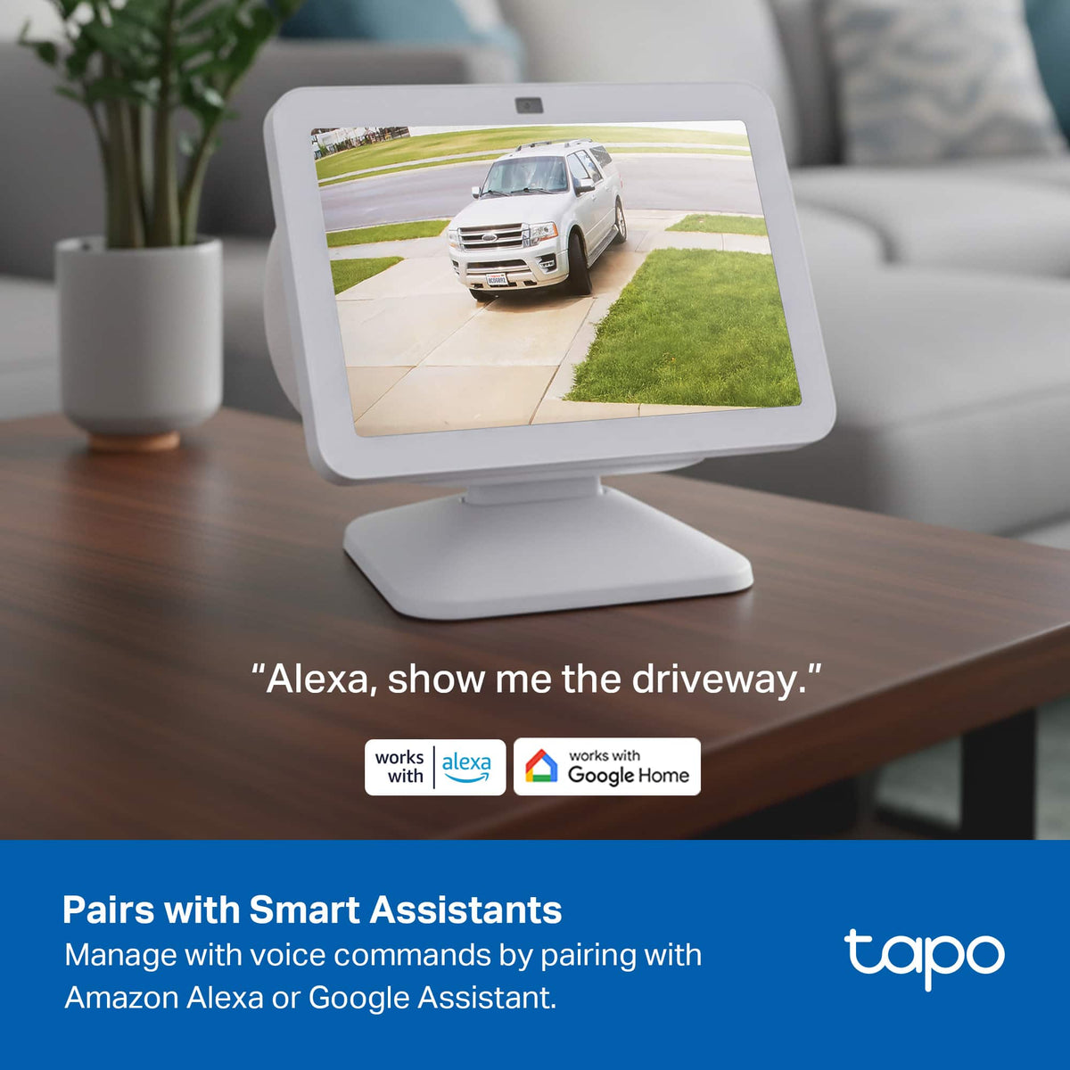 TP-Link - Tapo Wireless Floodlight Pan-Tilt Security Camera, 360° Viewing, 2K Crystal-Clear Video, Solar Charged - No Monthly Fees - White
