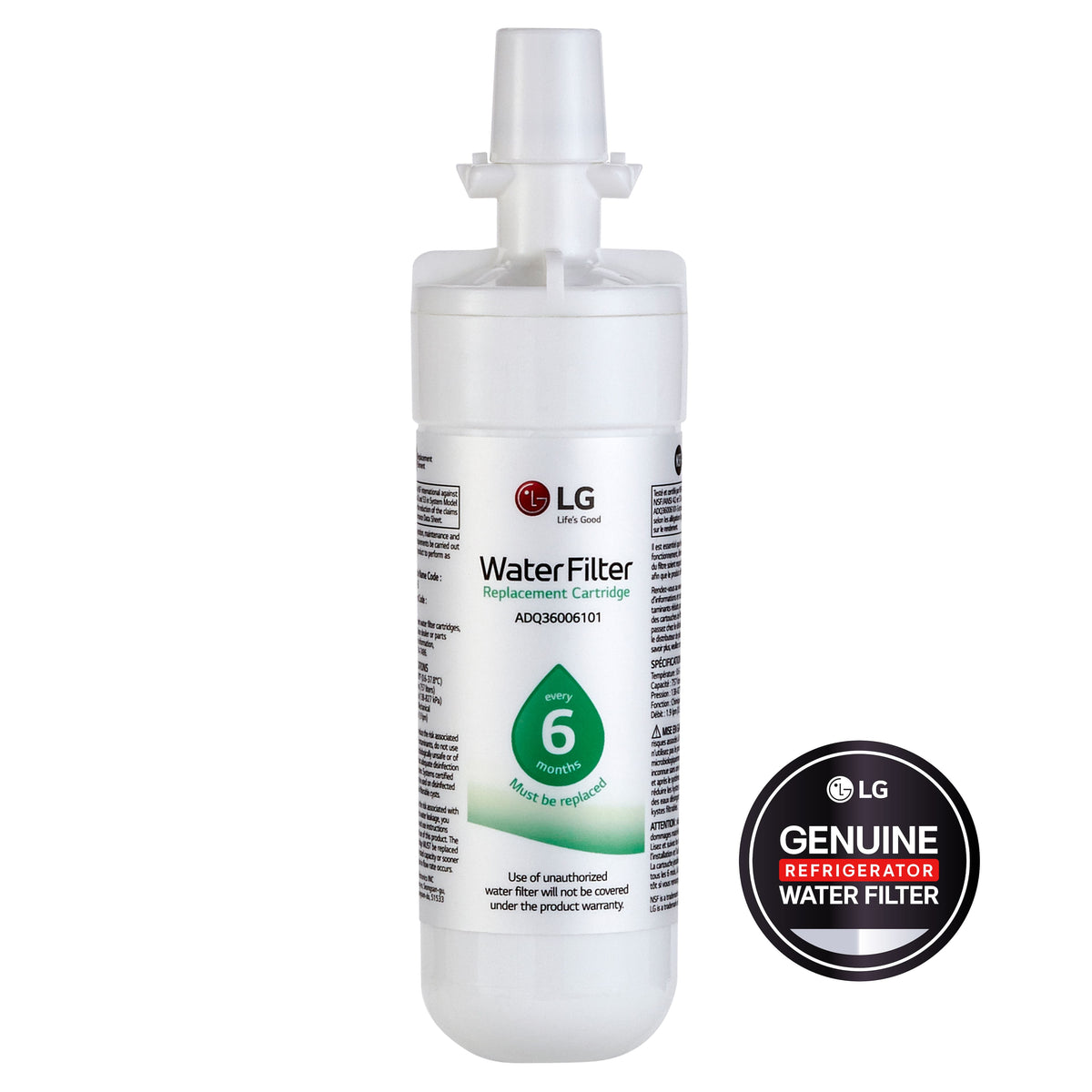 LT700P/LT700PC Water Filter for Select LG Refrigerators - White