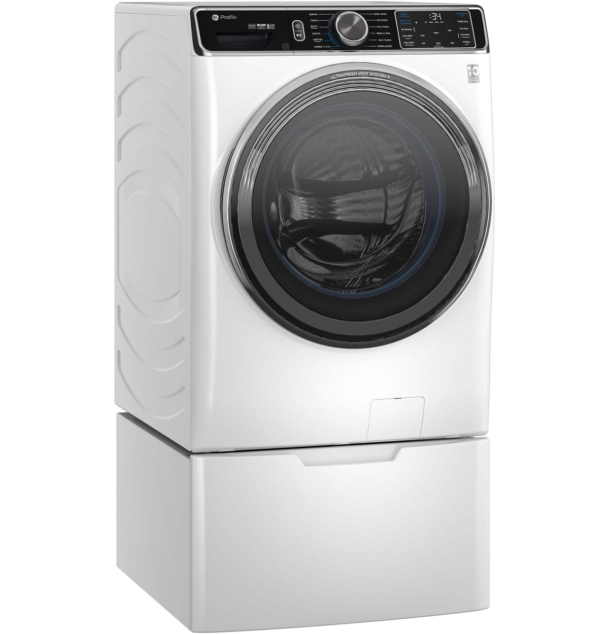 GE - 16” Laundry Pedestal with Storage Drawer for Select Washers and Dryers - White