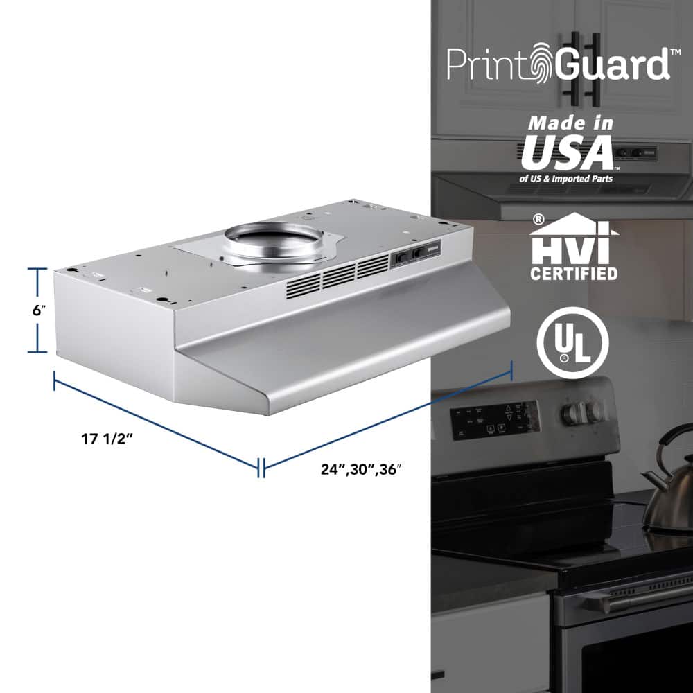 Broan - 36 inches - Convertible - Under cabinet Range Hood - Stainless Steel