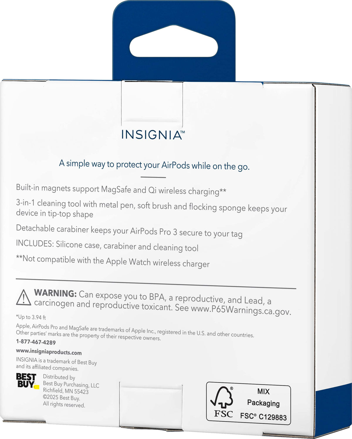 Insignia™ - Silicone Case for Apple AirPods Pro 3 with 3-in-1 Cleaning Tool - Black