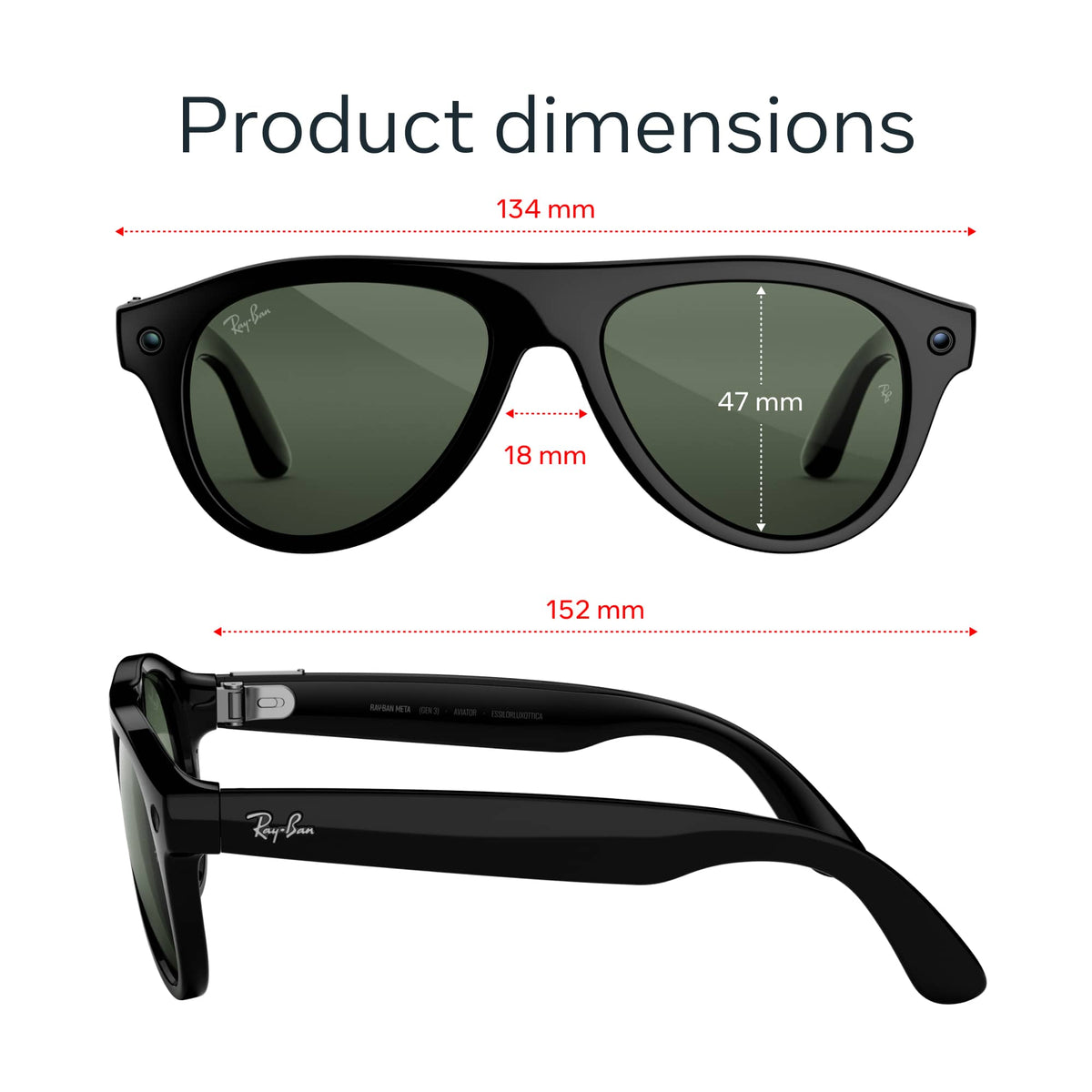 Ray-Ban Meta - (Gen 3) Aviator - AI Glasses with Camera - Transitions Graphite Green Lenses - Shiny Black