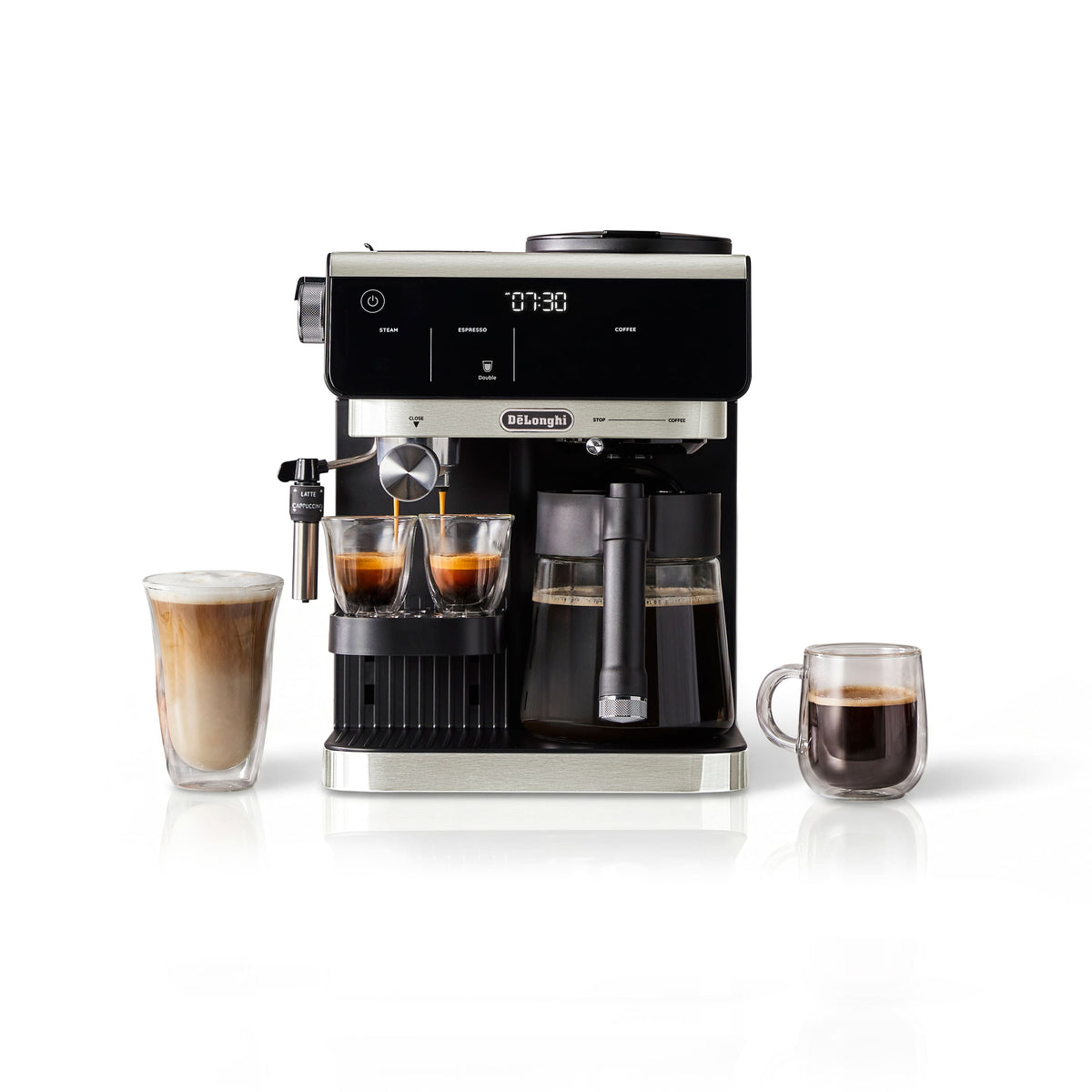 De'Longhi - All-In-One Combination Coffee and Espresso Machine COM630BK - Black and Stainless Steel