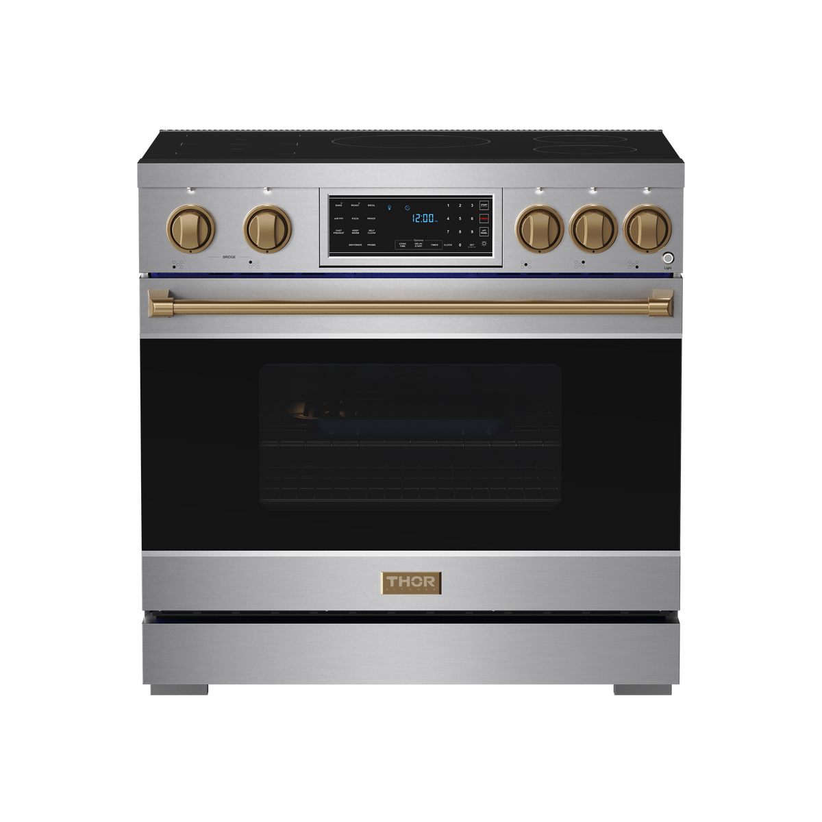 Gordon Ramsay Series by Thor Kitchen 6.0 Cu. Ft Freestanding Induction Range with Bronze Hardware - Stainless Steel