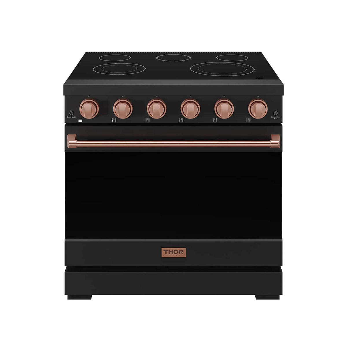 36 in. Wide 5 Elements Gordon Ramsay Series by Thor Kitchen 6.0 Cu.Ft Freestanding Electric Range with Rose Gold Handles - Black
