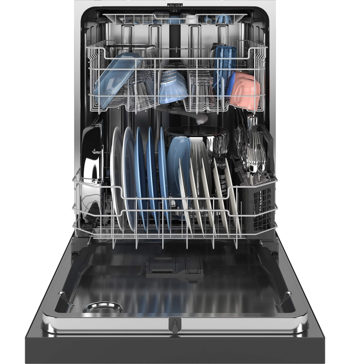 GE - 24" Front Control Built-In Stainless Steel Tub Dishwasher with 3rd Rack, Sanitize Cycle and 47 dBA - Stainless Steel