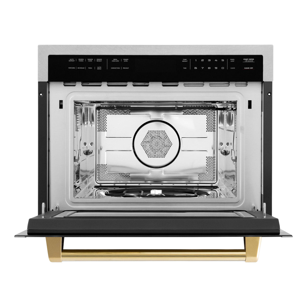 ZLINE - Autograph 24 in. 1.6 cu. ft. Built-in Convection Microwave Oven with Sensor Cooking in Satin Stainless with Gold Accents - Satin Stainless Steel