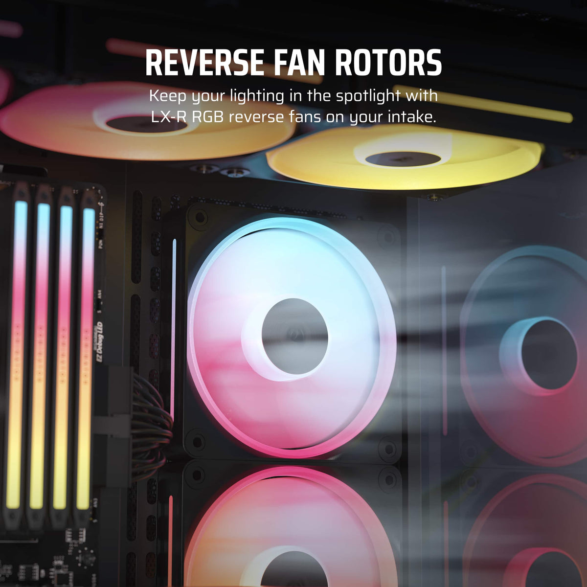 CORSAIR - iCUE LINK LX120-R RGB 120mm PWM Reverse Blade Computer Case Fan Starter Kit (3-pack) - Black