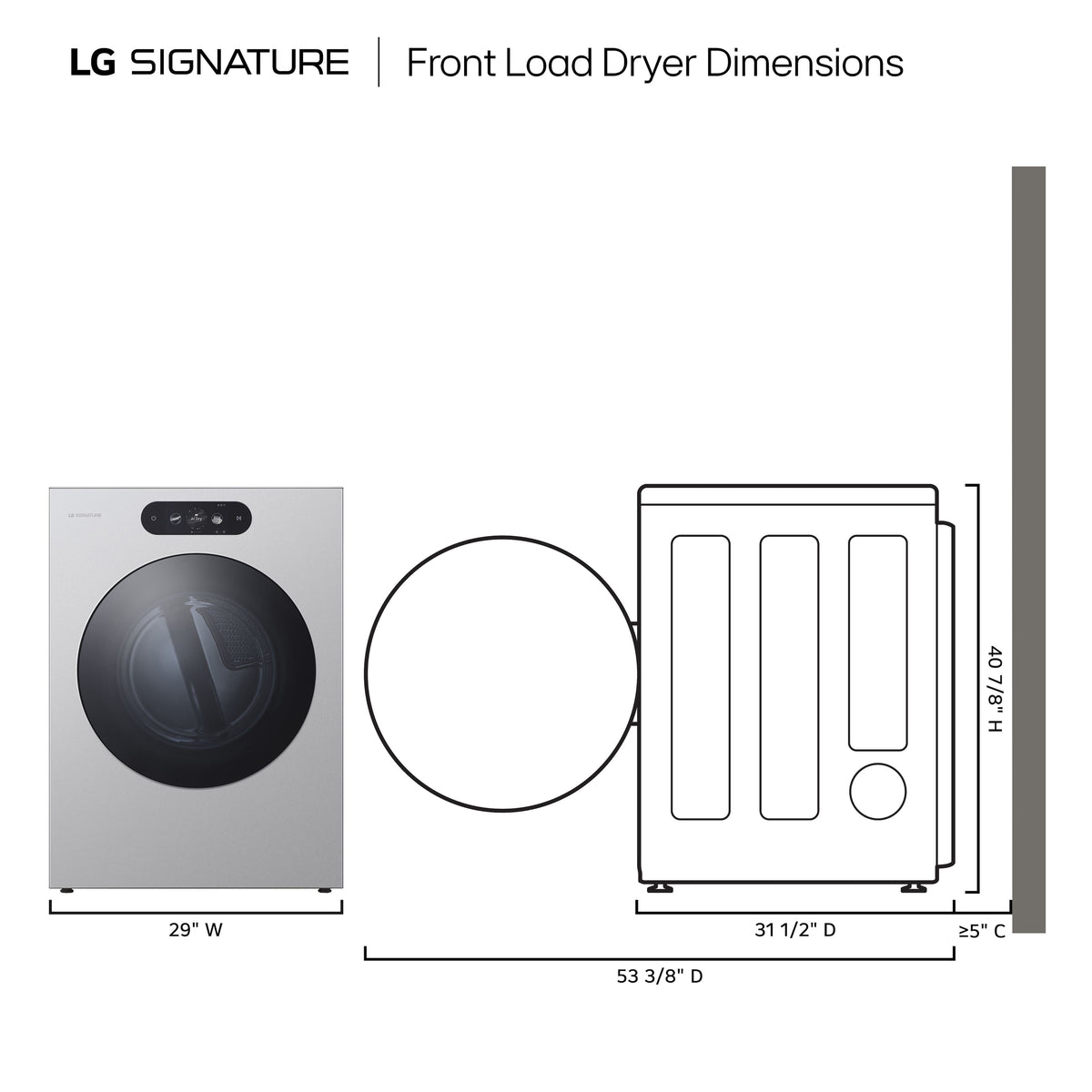 LG - SIGNATURE 9.0 Cu. Ft. Stackable Smart Electric Dryer with Steam and AI Sensor Dry - Brushed Platinum Steel