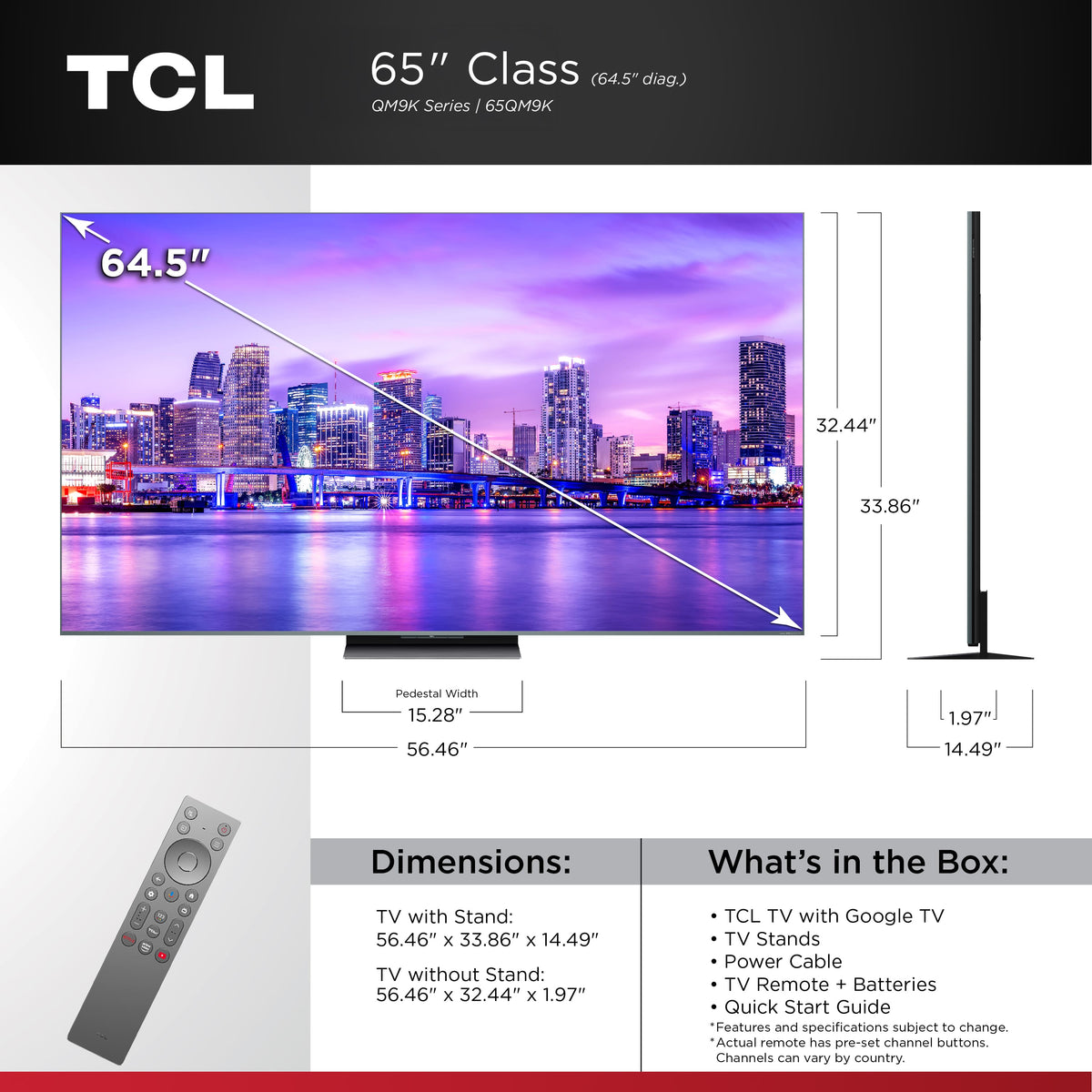 TCL - 65" Class QM9K Series 4K UHD HDR QD-Mini LED Smart TV with Google TV (2025)