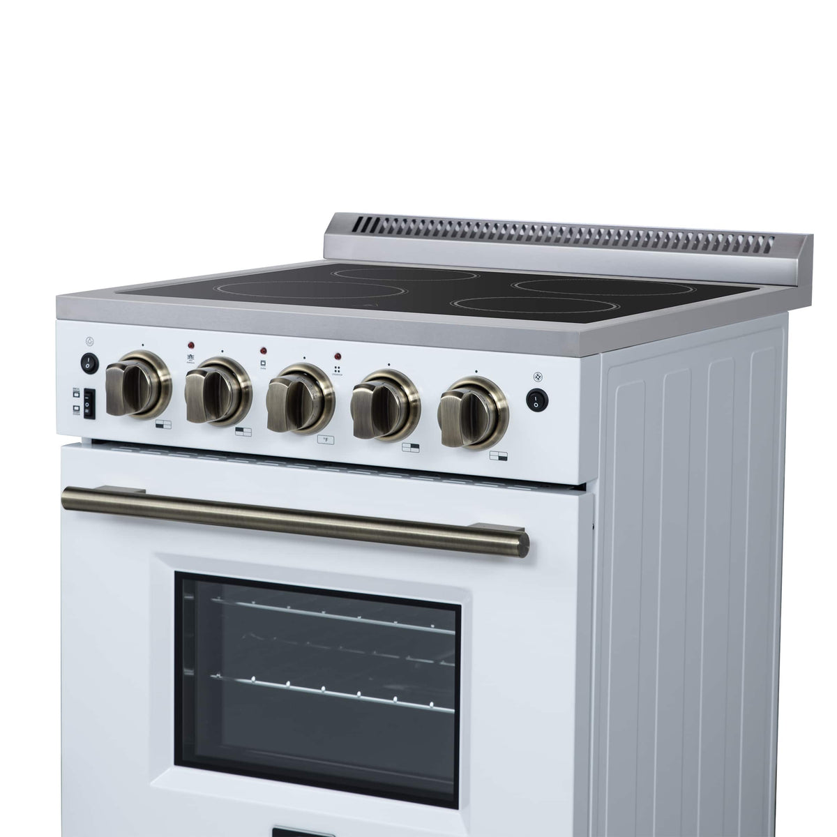 Forno Appliances - 24 in. Wide 4 Elements Loiano 2.3 Cu. Ft. Freestanding Electric Range with Storage Drawer - White